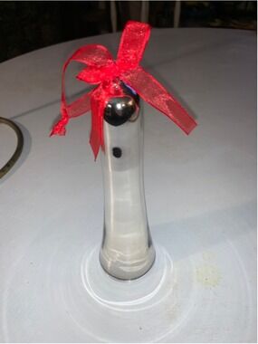 Unbranded glass Silver Bell Decor with Red Ribbon One Size